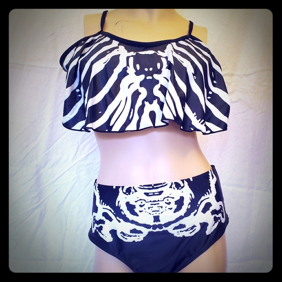 Zaful Other - Zaful Skeleton Bikini High Waisted